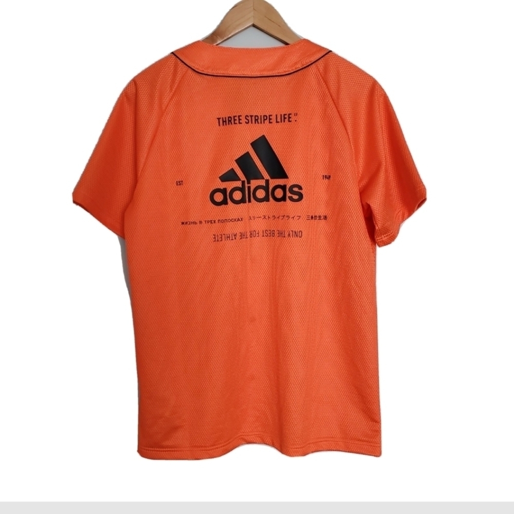NEW Adidas Mesh Baseball Orange Jersey Shirt - Picture 3 of 6